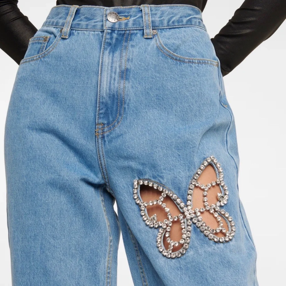 Area Embellished cutout high-rise straight jeans - Picture 4 of 7